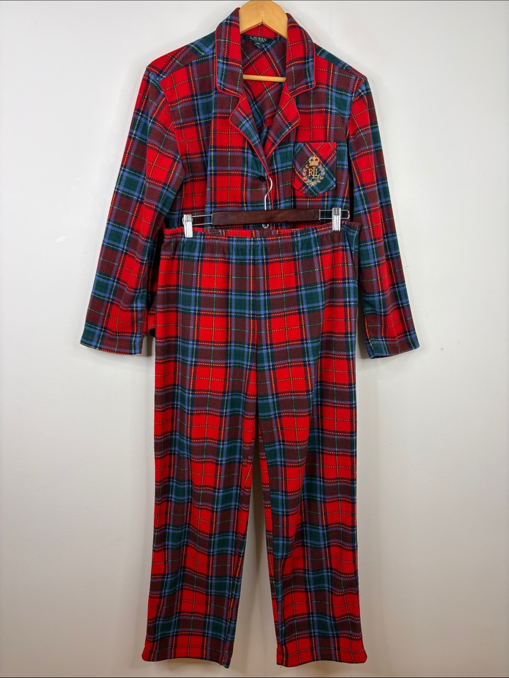 Lauren Ralph Lauren Pajamas Womens Medium Red Tartan Plaid Fleece Comfy PJs